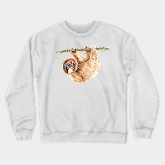 Patriotic Sloth - Sloth Lovers Crewneck Sweatshirt by Red Canopy Stores